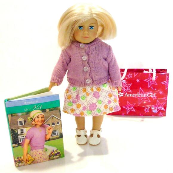 American Girl Kit Doll Mini 6.5" Cloth Body Meet Outfit Sweater Skirt Shoes Book - Picture 5 of 5